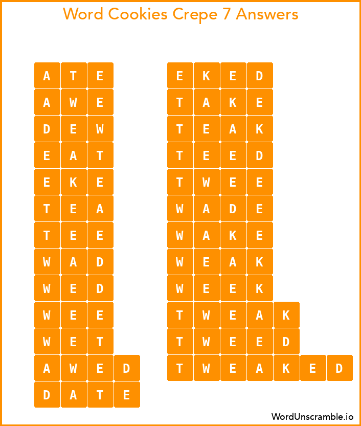 Word Cookies Crepe 7 Answers