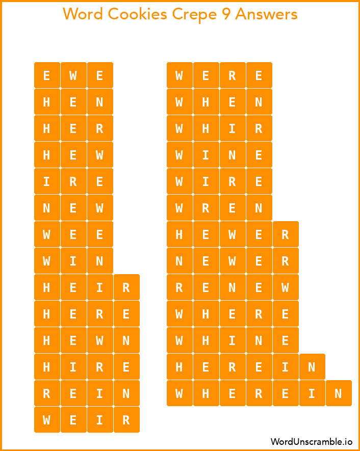 Word Cookies Crepe 9 Answers