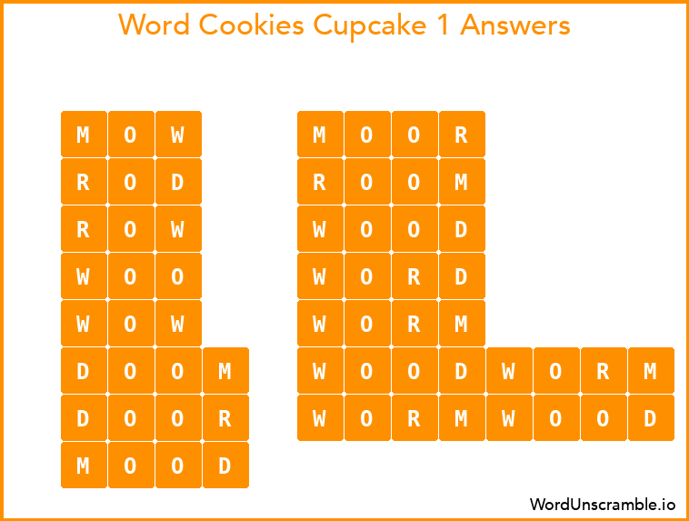 Word Cookies Cupcake 1 Answers