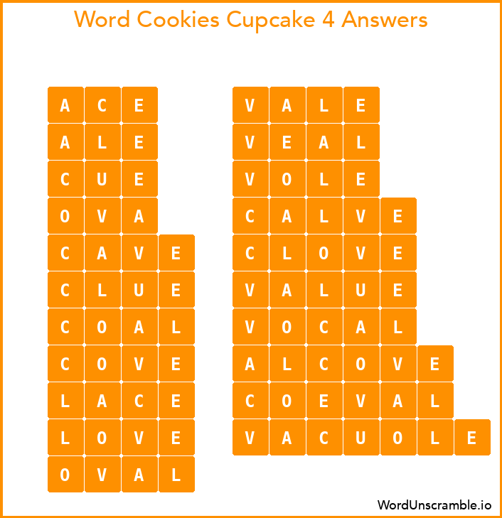 Word Cookies Cupcake 4 Answers
