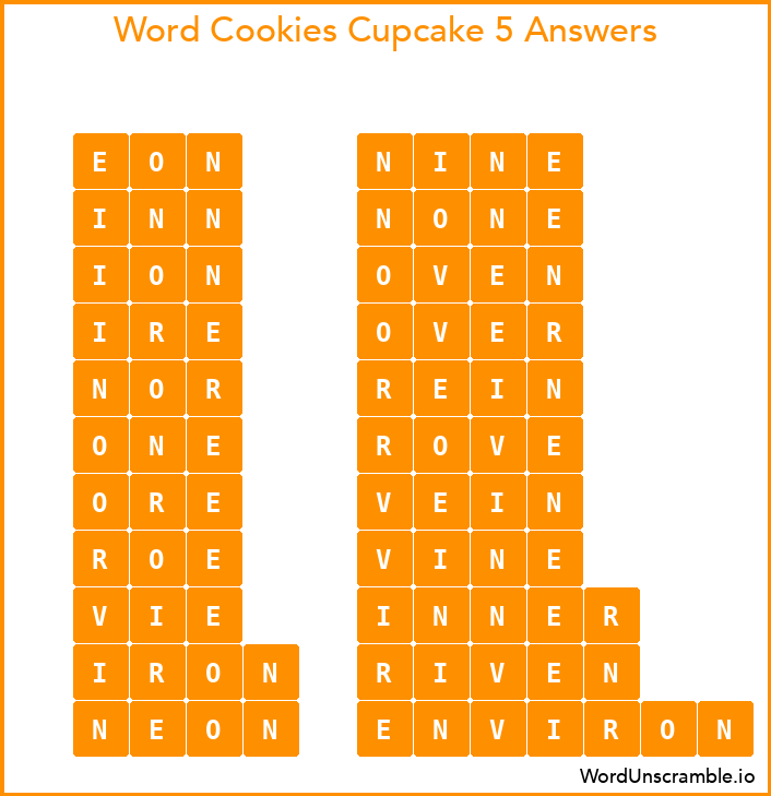 Word Cookies Cupcake 5 Answers