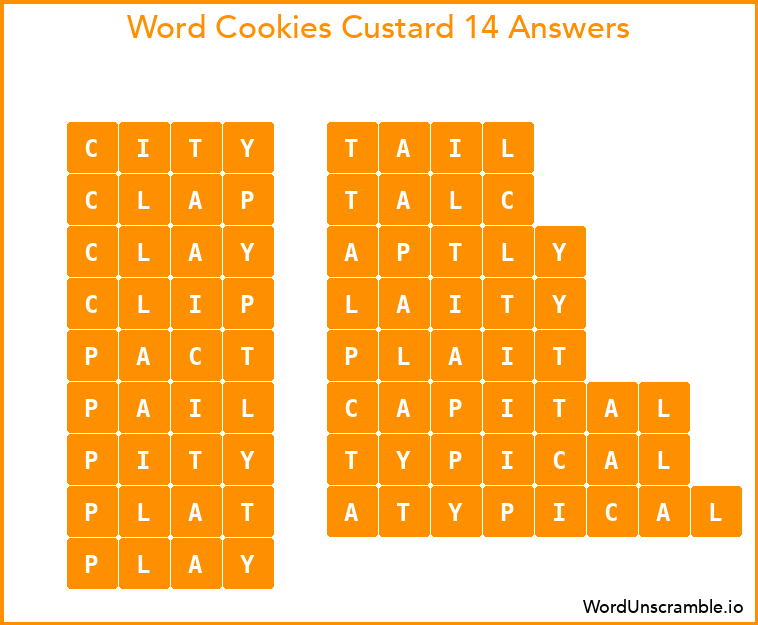 Word Cookies Custard 14 Answers