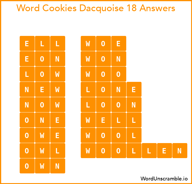 Word Cookies Dacquoise 18 Answers