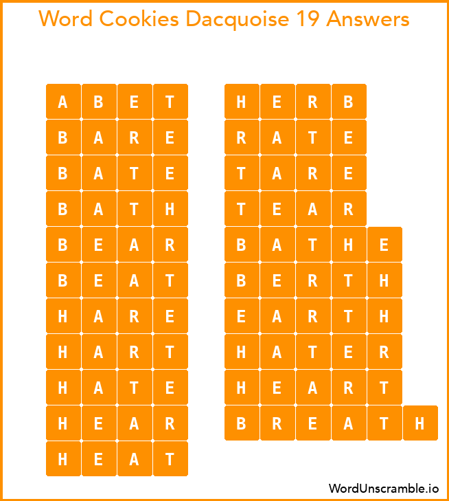 Word Cookies Dacquoise 19 Answers