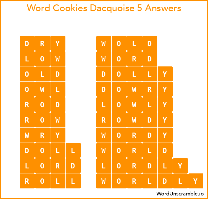 Word Cookies Dacquoise 5 Answers