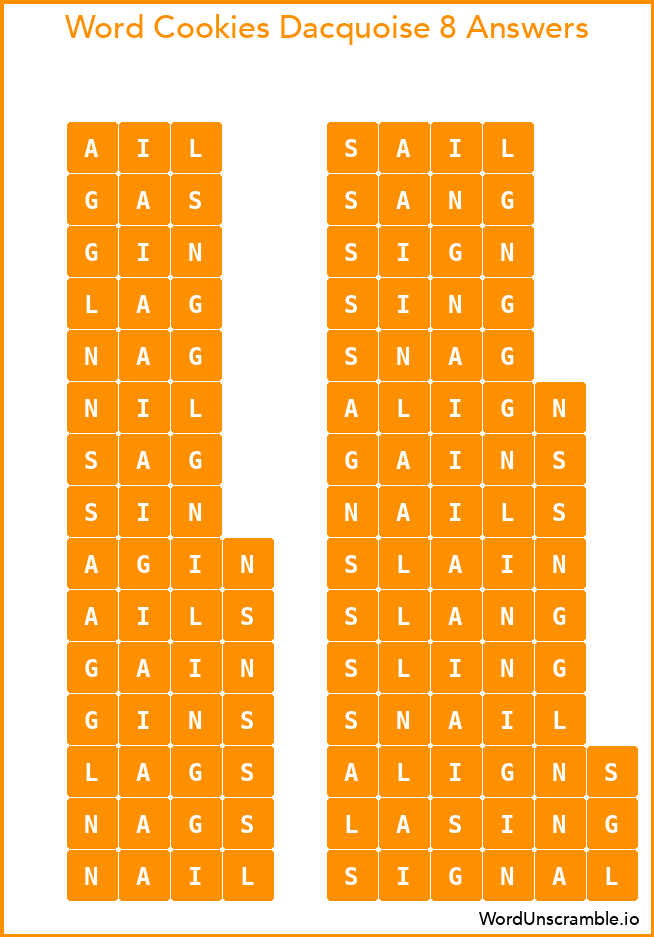 Word Cookies Dacquoise 8 Answers