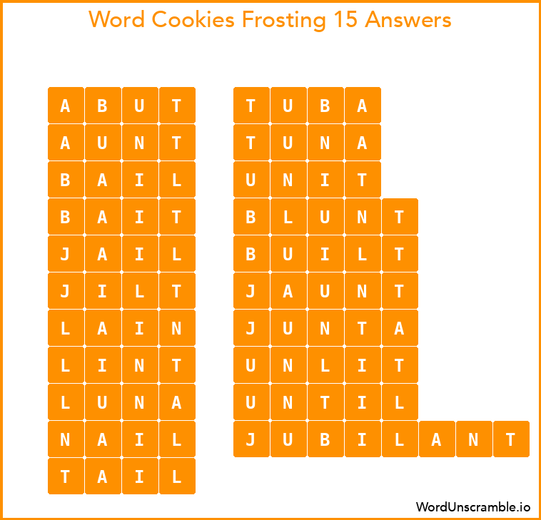 Word Cookies Frosting 15 Answers