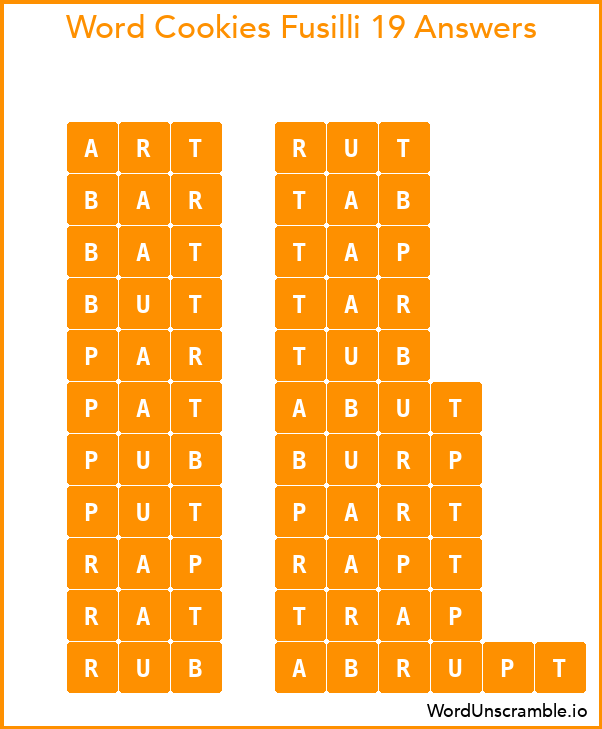 Word Cookies Fusilli 19 Answers