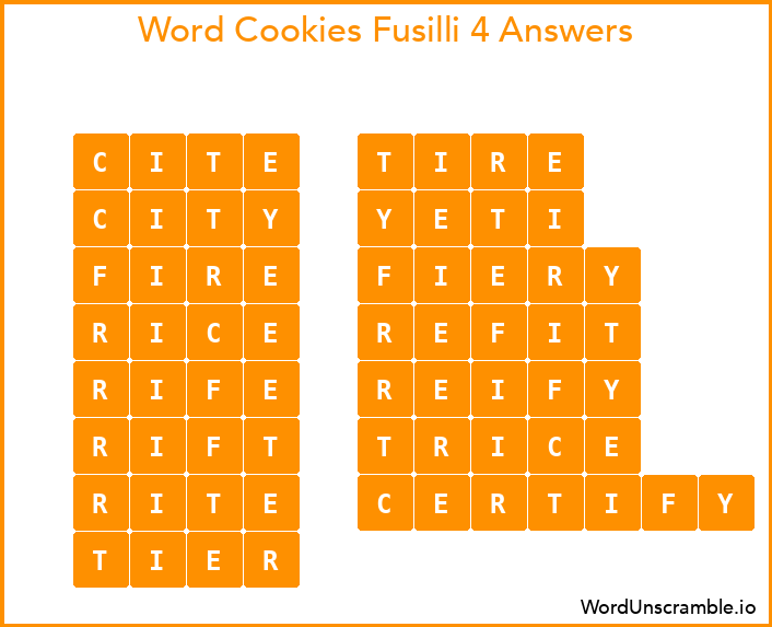 Word Cookies Fusilli 4 Answers