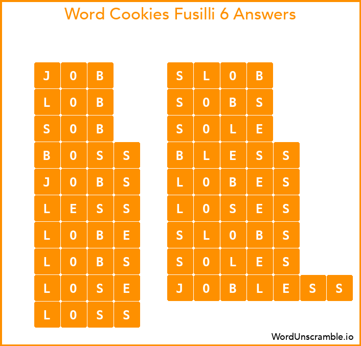 Word Cookies Fusilli 6 Answers