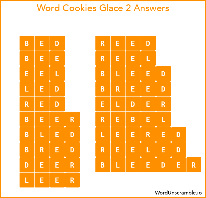 Word Cookies Glace 2 Answers
