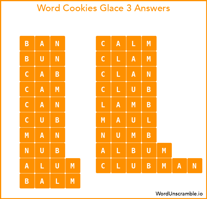 Word Cookies Glace 3 Answers