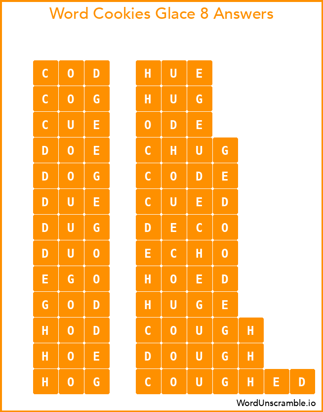 Word Cookies Glace 8 Answers