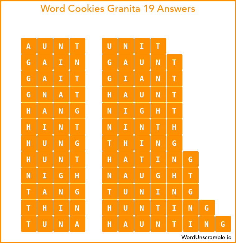 Word Cookies Granita 19 Answers