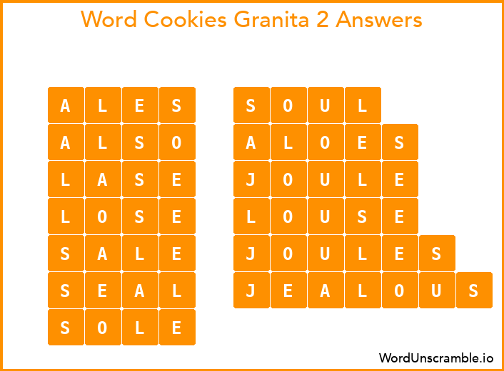 Word Cookies Granita 2 Answers