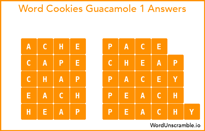Word Cookies Guacamole 1 Answers