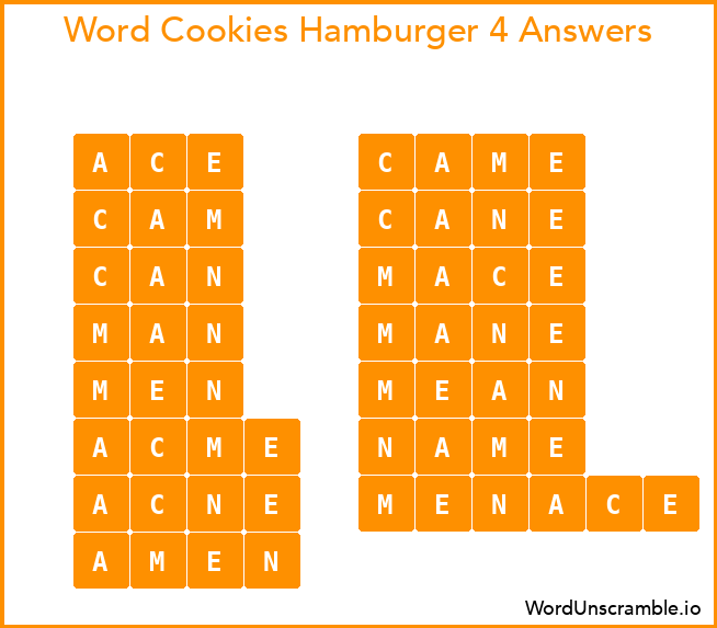 Word Cookies Hamburger 4 Answers