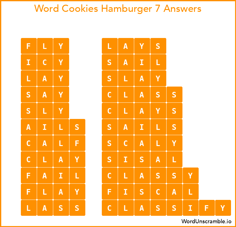 Word Cookies Hamburger 7 Answers