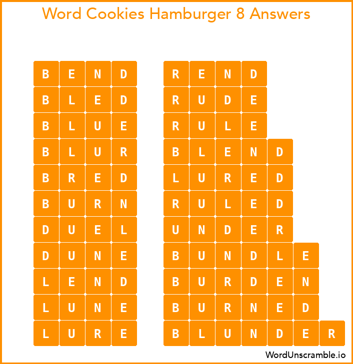 Word Cookies Hamburger 8 Answers
