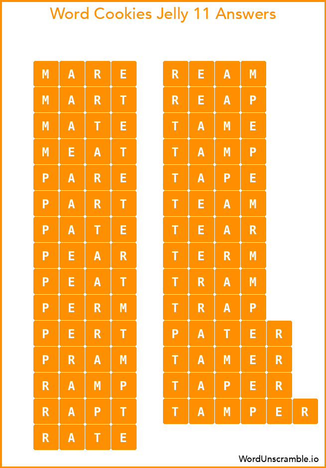 Word Cookies Jelly 11 Answers
