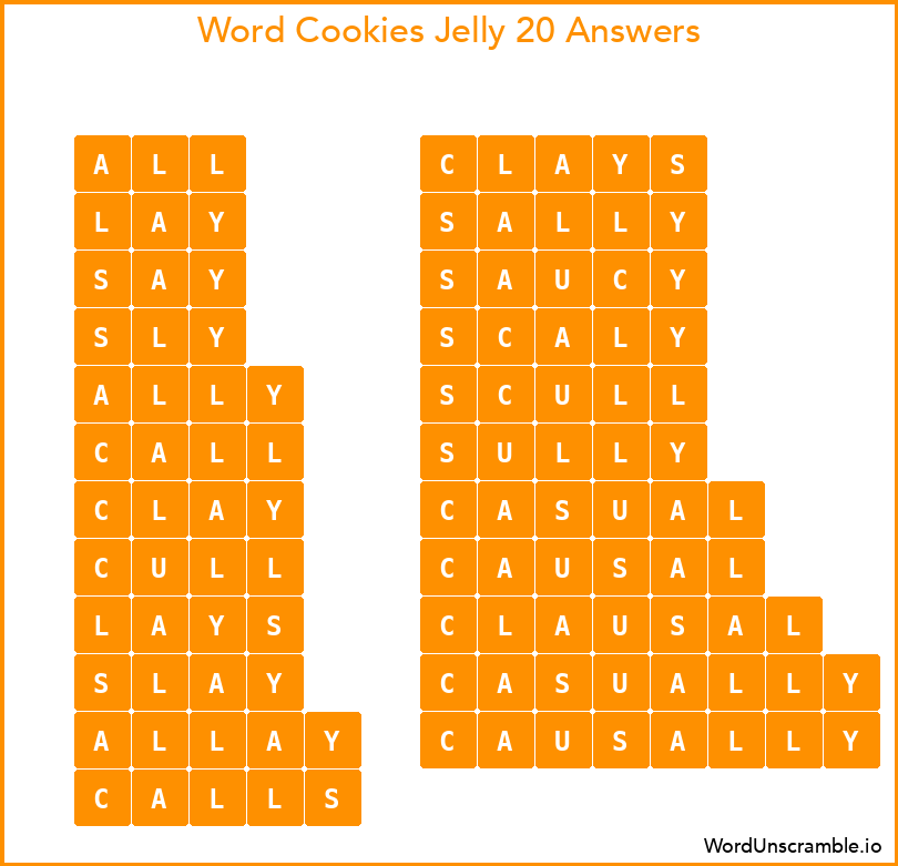 Word Cookies Jelly 20 Answers