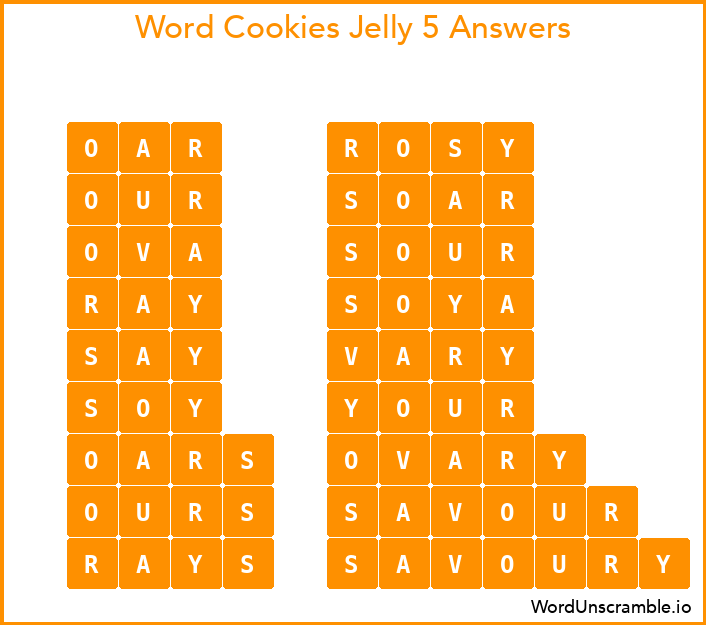Word Cookies Jelly 5 Answers