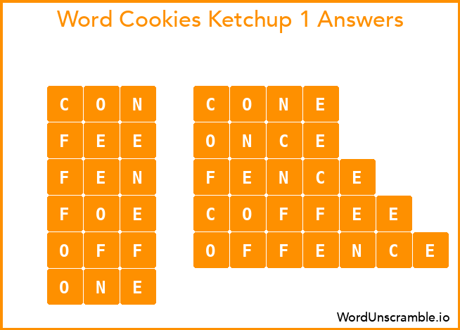 Word Cookies Ketchup 1 Answers