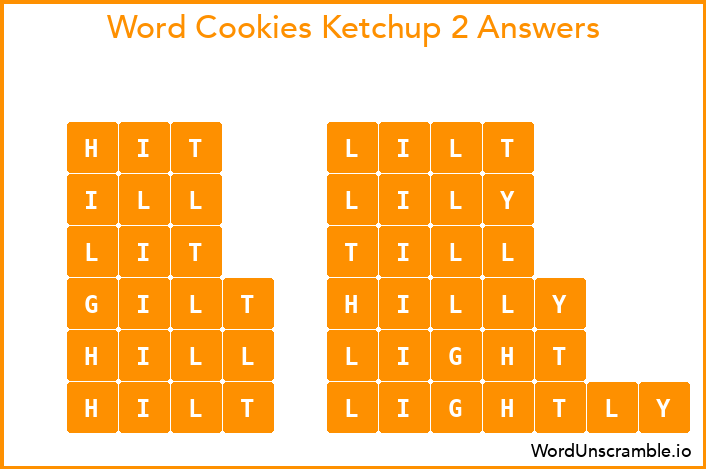 Word Cookies Ketchup 2 Answers