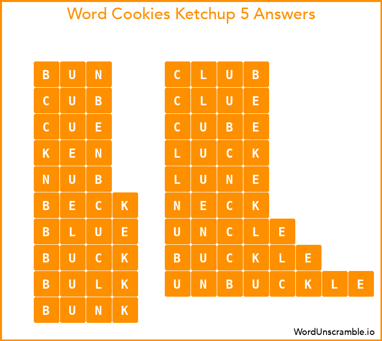 Word Cookies Ketchup 5 Answers