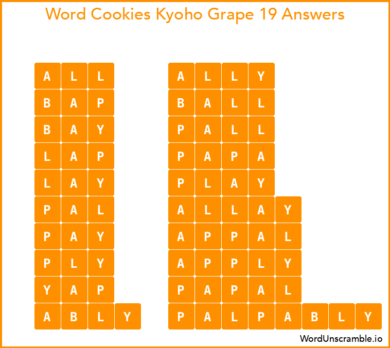 Word Cookies Kyoho Grape 19 Answers