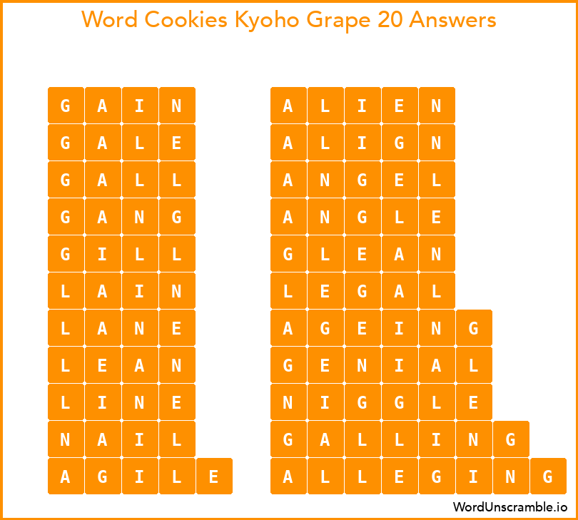 Word Cookies Kyoho Grape 20 Answers