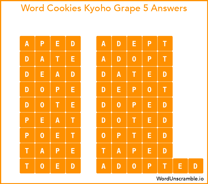 Word Cookies Kyoho Grape 5 Answers