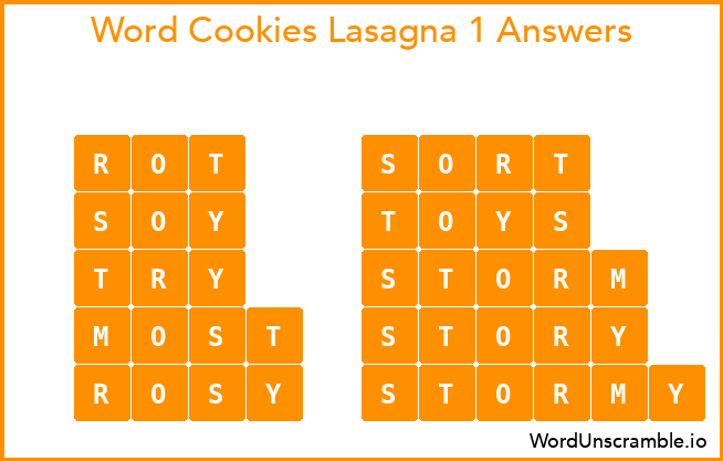 Word Cookies Lasagna 1 Answers