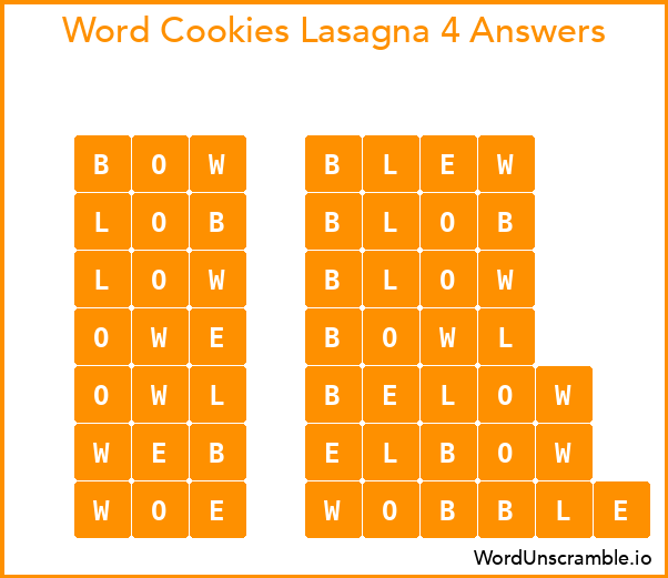 Word Cookies Lasagna 4 Answers