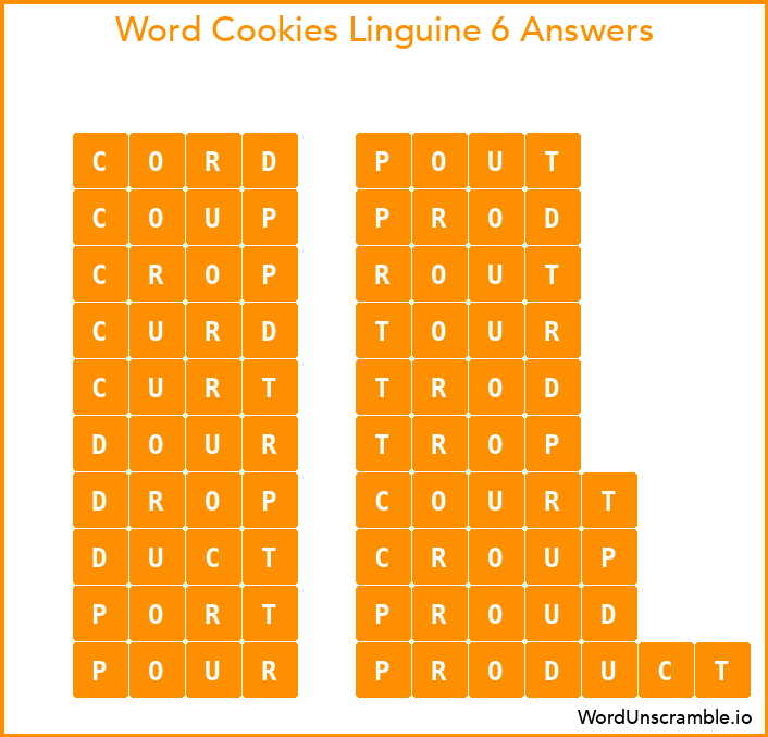 Word Cookies Linguine 6 Answers