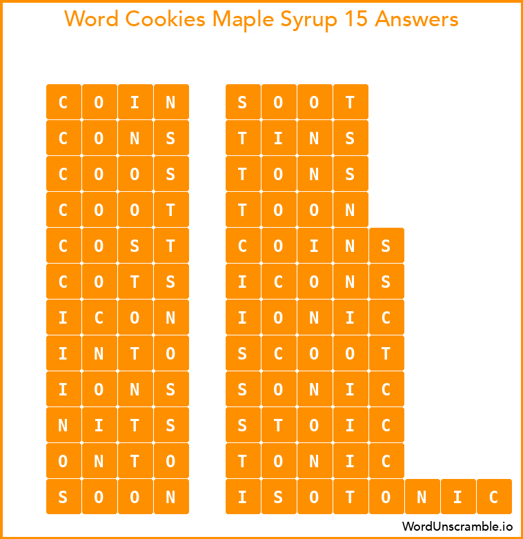 Word Cookies Maple Syrup 15 Answers