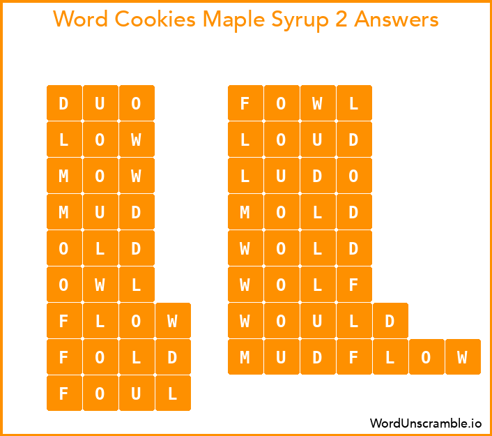 Word Cookies Maple Syrup 2 Answers
