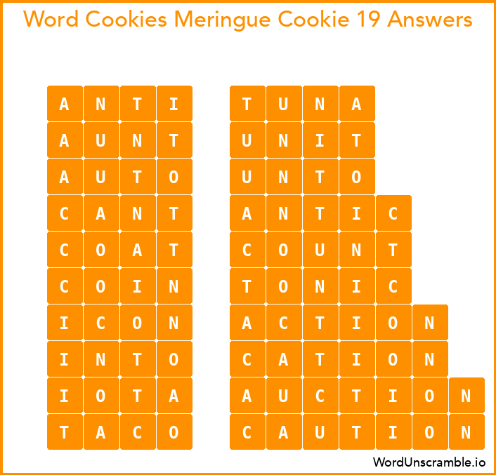 Word Cookies Meringue Cookie 19 Answers