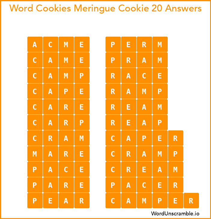 Word Cookies Meringue Cookie 20 Answers