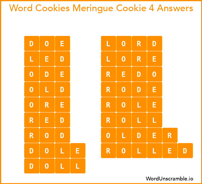 Word Cookies Meringue Cookie 4 Answers