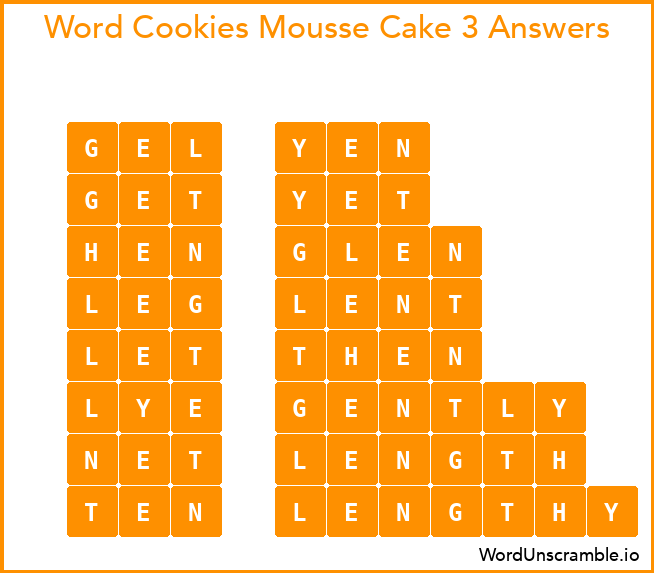 Word Cookies Mousse Cake 3 Answers