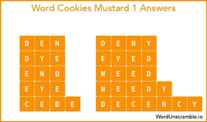 Word Cookies Mustard 1 Answers