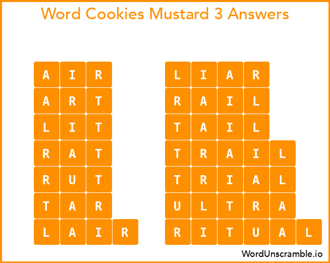 Word Cookies Mustard 3 Answers