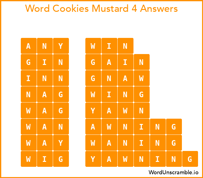 Word Cookies Mustard 4 Answers