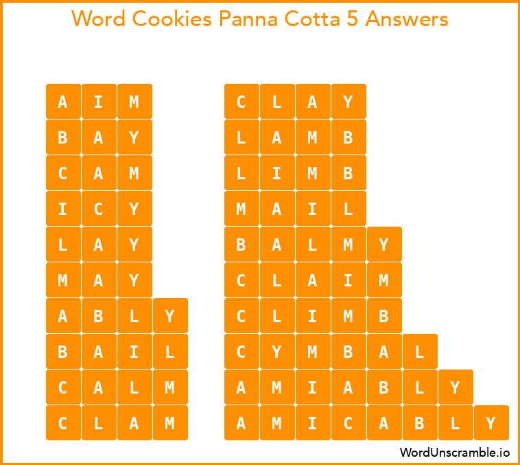 Word Cookies Panna Cotta 5 Answers