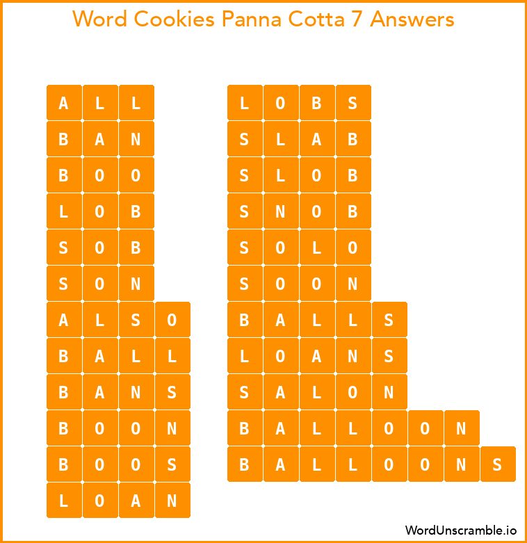 Word Cookies Panna Cotta 7 Answers