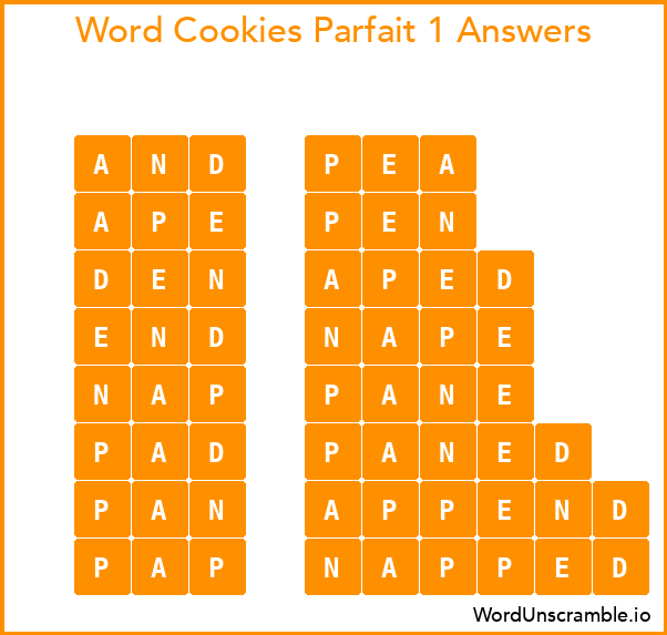 Word Cookies Parfait 1 Answers