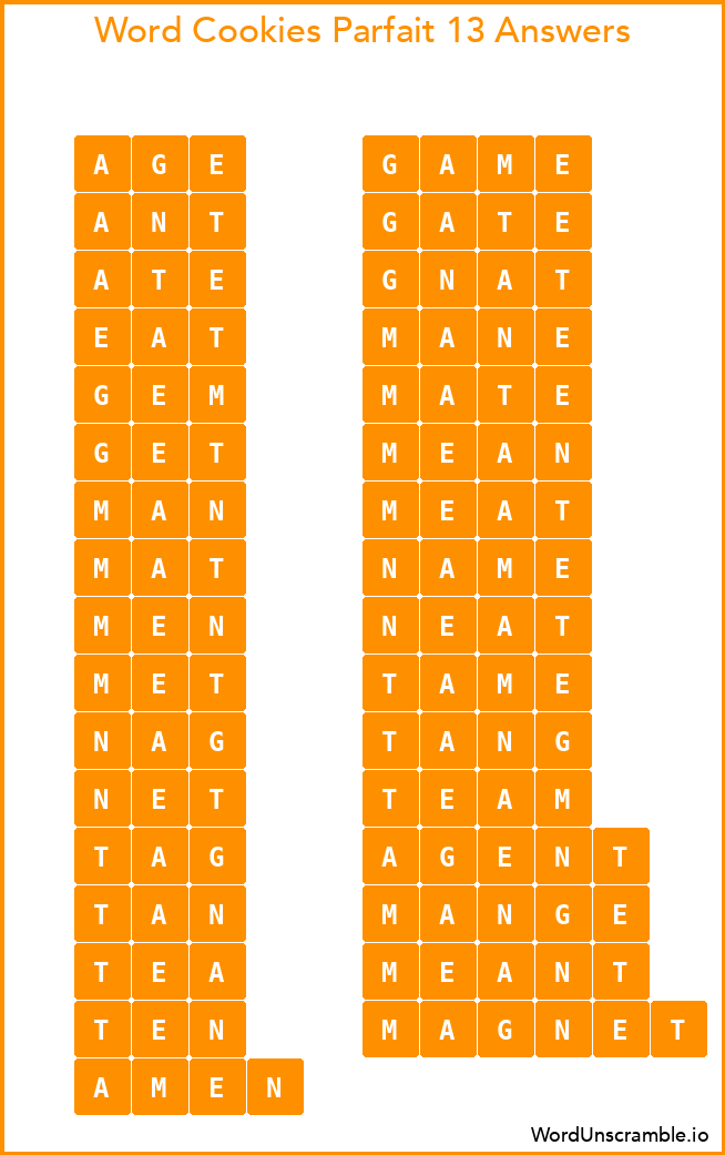 Word Cookies Parfait 13 Answers