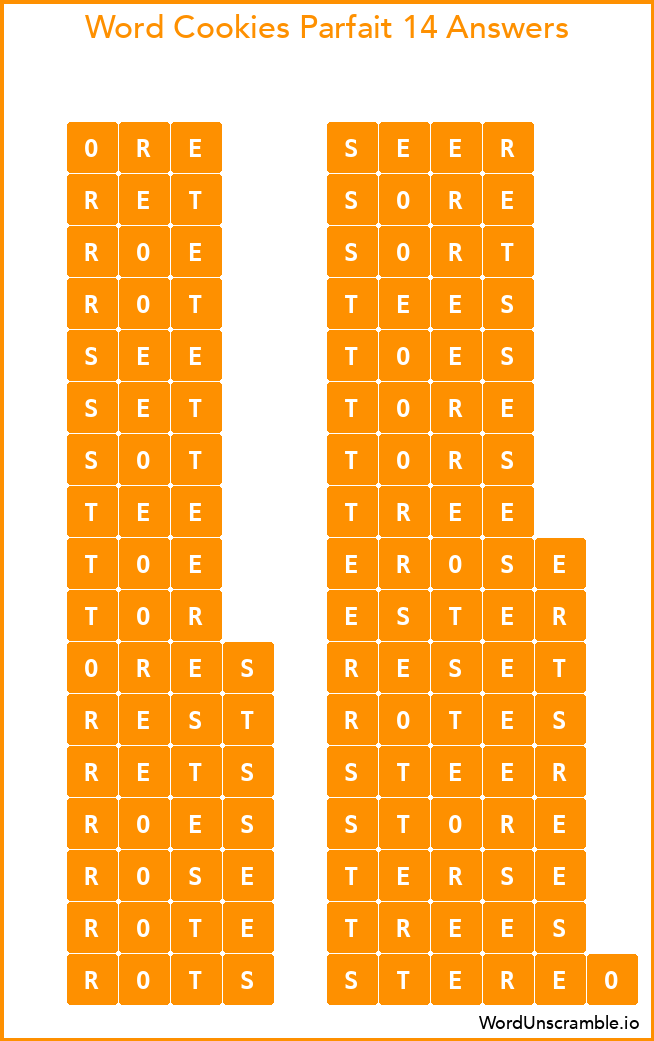 Word Cookies Parfait 14 Answers