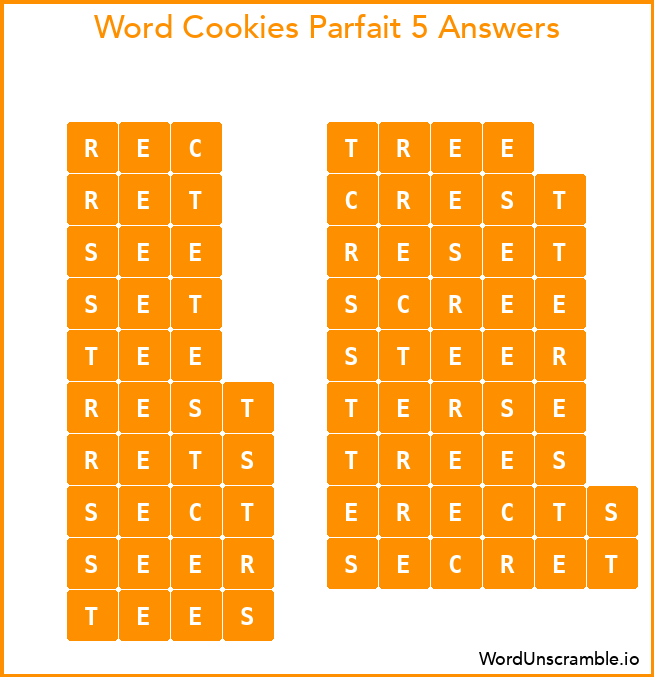 Word Cookies Parfait 5 Answers